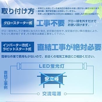 Amazon | LED蛍光灯 直管 20W形 580mm グロー式専用工事不要